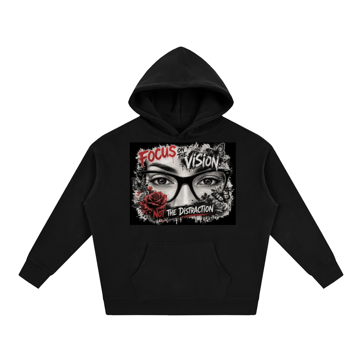 Focus Black Hoodie – Bold Graphic Streetwear Pullover
