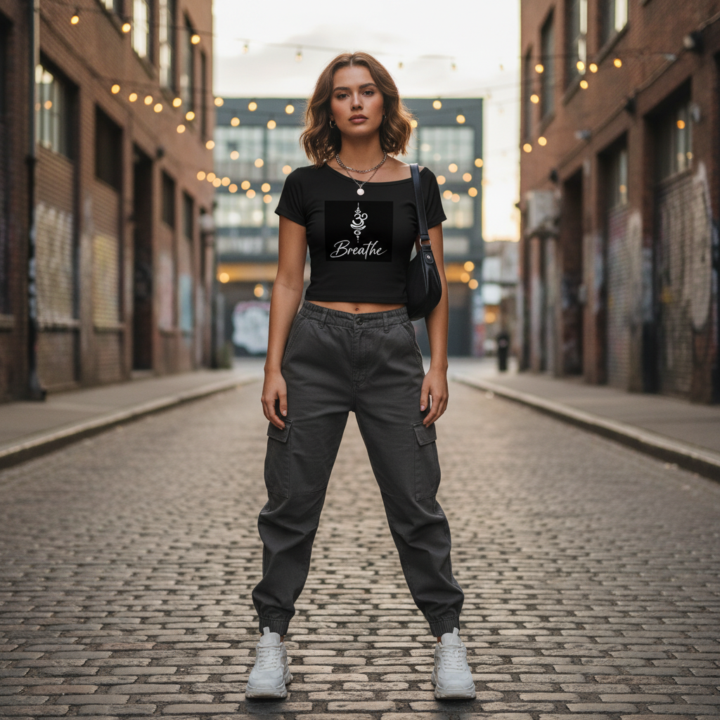 Breathe Graphic T-Shirt – Model Mockup Front View