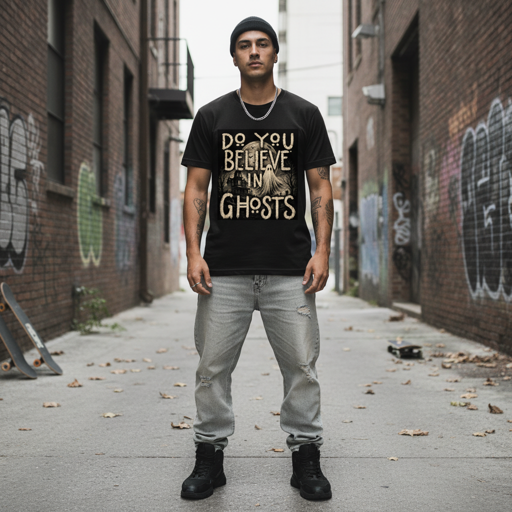 Do You Believe In Ghosts – Model Mockup Front View