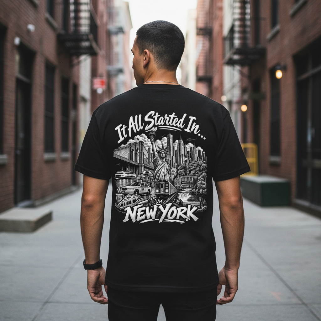 New York – Model Mockup Back View